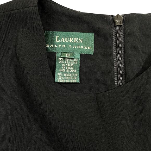 Lauren Ralph Lauren 12 Little Black Dress With Sparkled Embelished Side Zip Back - Picture 3 of 5